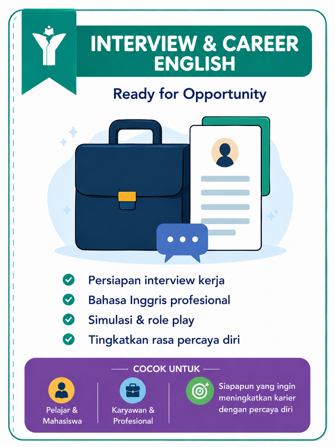 Visual program interview dan career English Yz-Course
